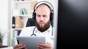  healthcare professional listening to healthcare podcast 