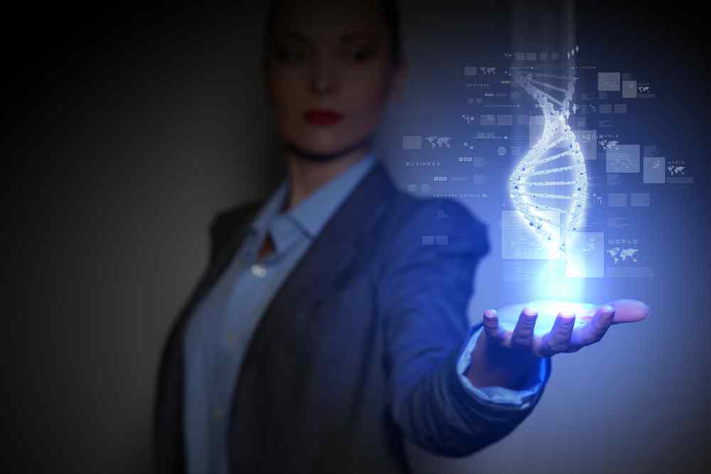 DNA science background with business person on the background-1
