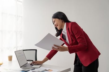 Professional woman working on computer. 
