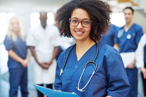 pretty-black-doctor-standing