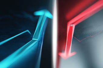  Marketing hits + misses April 2026 blue arrow pointing up and red arrow pointing down 