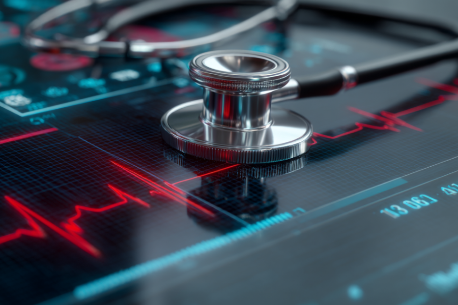 Stethoscope heartbeat monitor screen