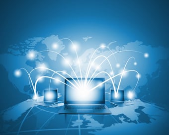  Graphic of computers connecting across the globe 