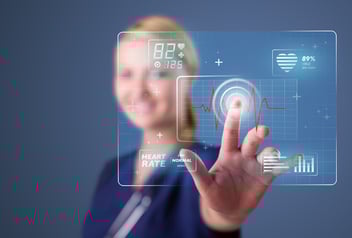 Woman touching screen