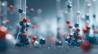  high tech realistic illustration of biotech lab beakers peptides 