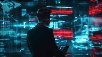  Business executive working with computer  