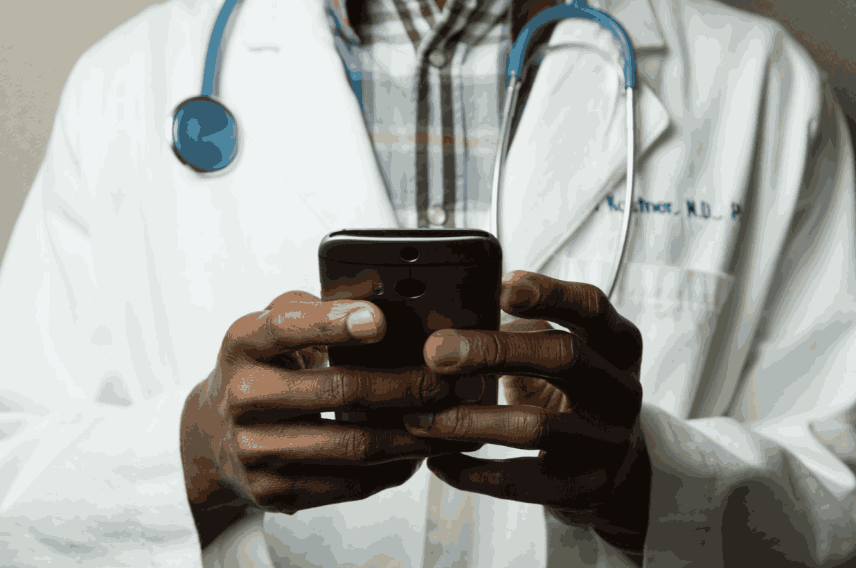 doctor on smart phone