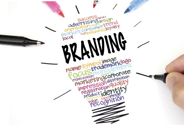 Light bulb illustration listing words that develop branding
