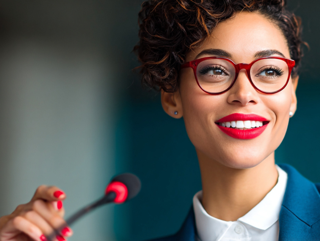 thought leadership woman speaking at conference 1